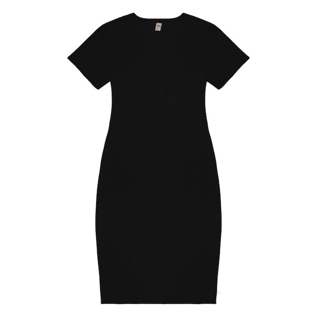 Vestido Acinturado Em Ribana Canelada Rovitex Preto