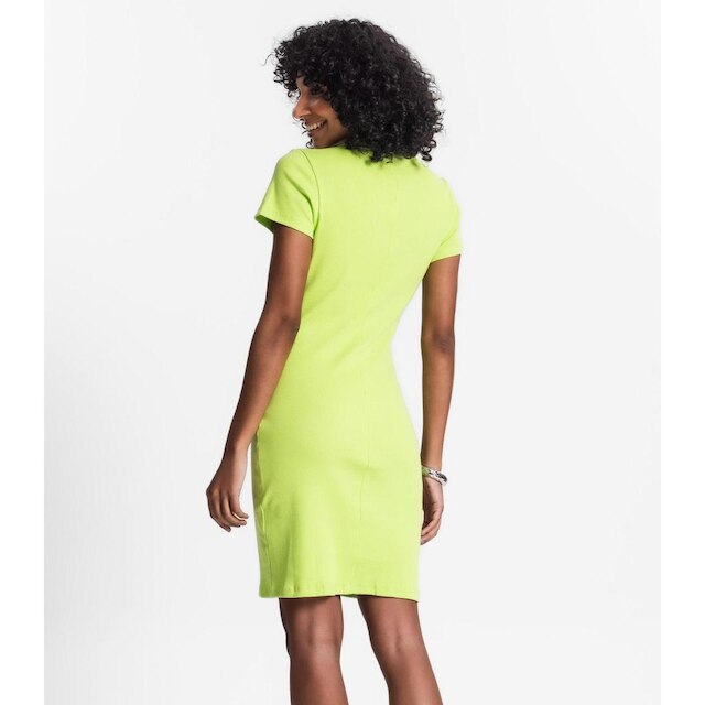 Vestido Acinturado Em Ribana Canelada Rovitex Verde