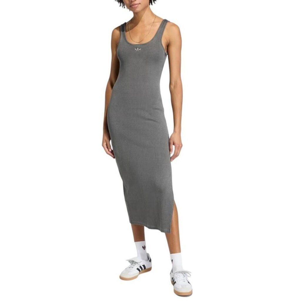 Vestido Adidas Maxi Canelado Essential Lavado Bla