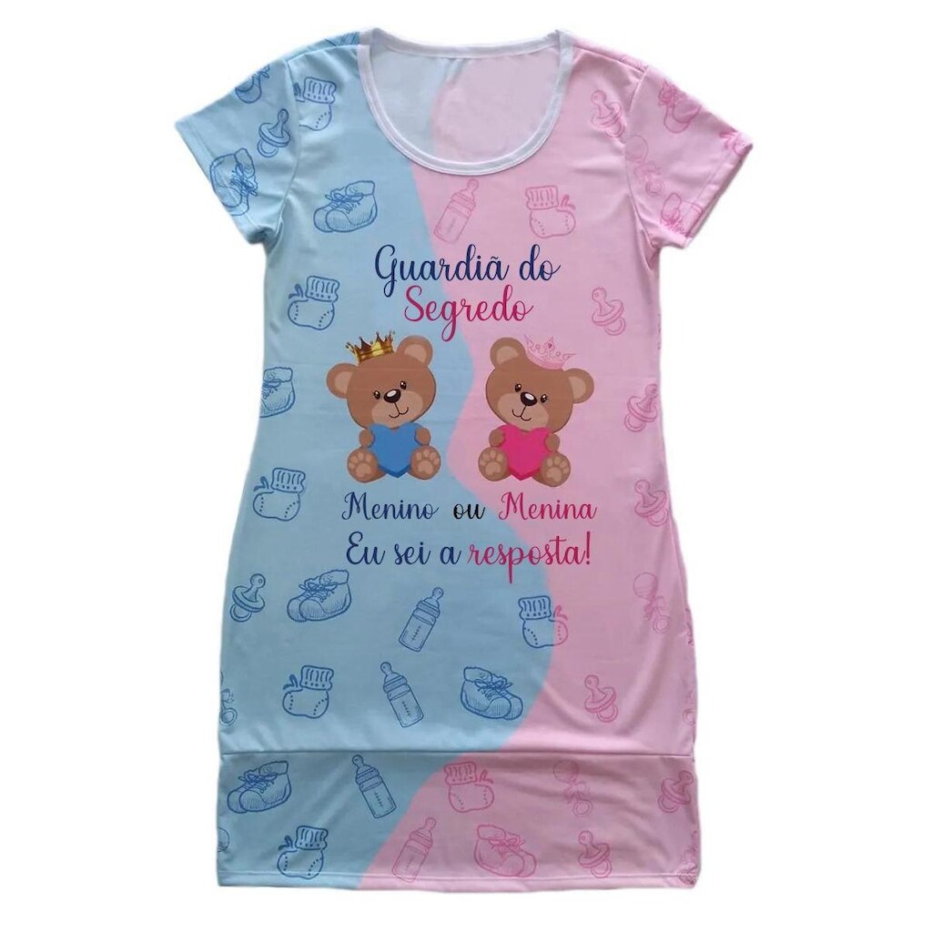 Vestido Adulto Chá Revelação Guardiã do Segredo Ursinhos