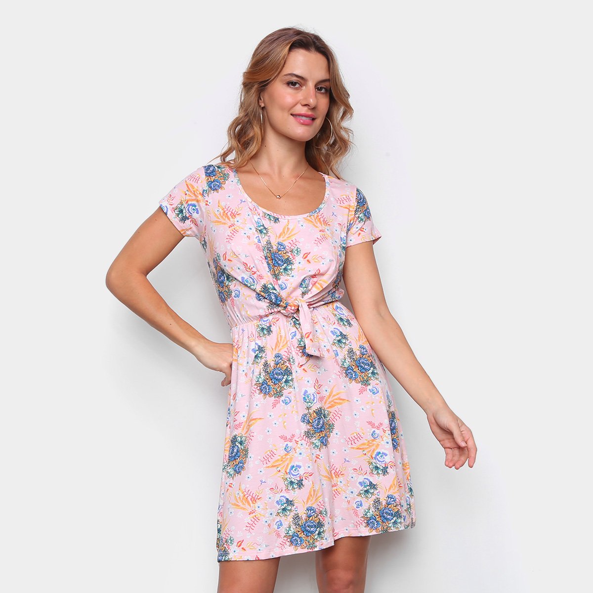 Vestido Água Viva Curto Floral - Rosa Menor preço em Vestido Água Viva Curto Floral - Rosa