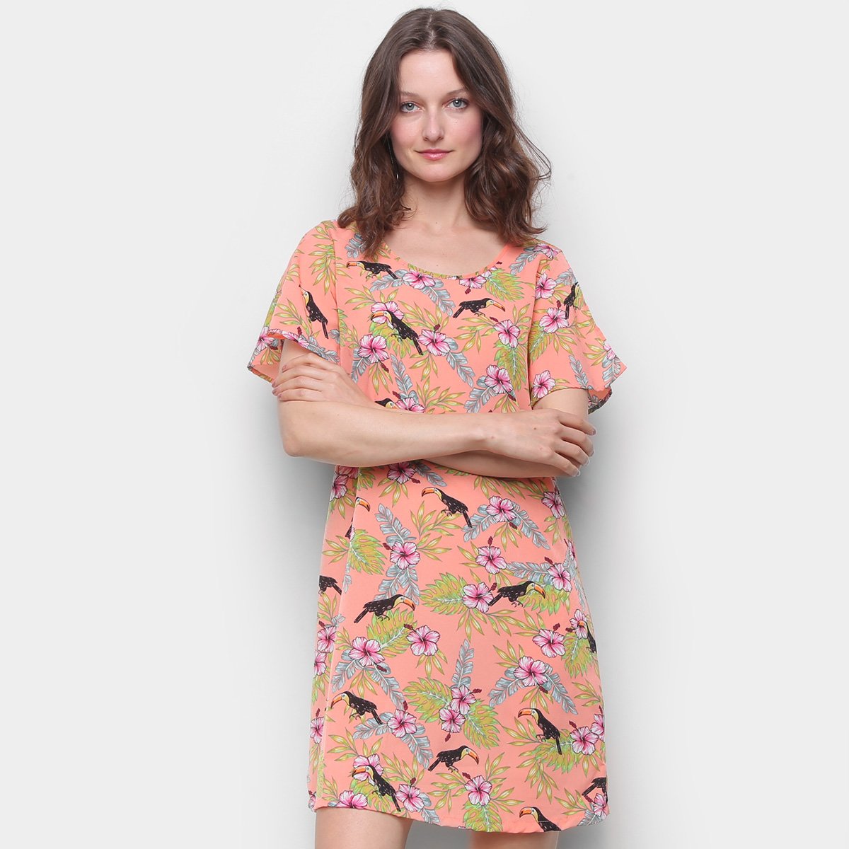 Vestido Aishty Evasê Curto Nature - Bege Menor preço em Vestido Aishty Evasê Curto Nature - Bege