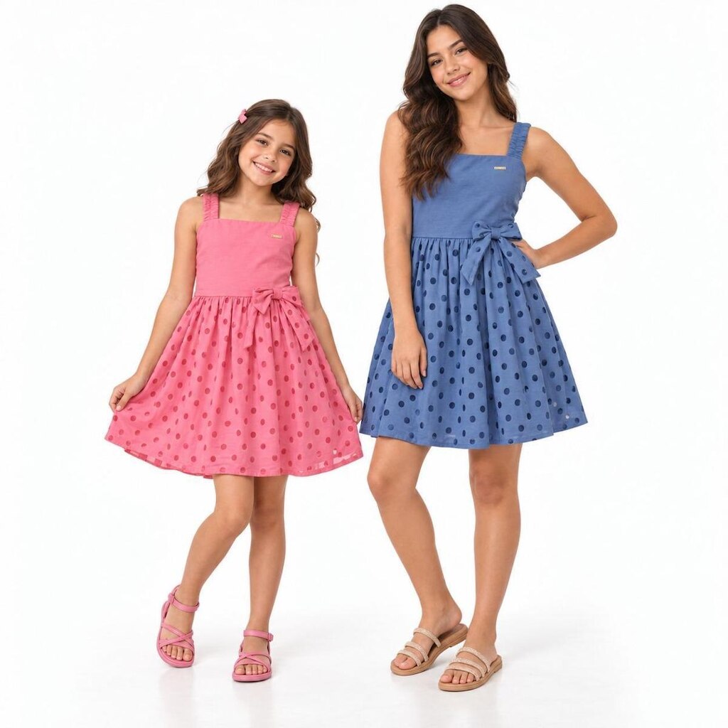 Vestido alça laço e bolas Elian