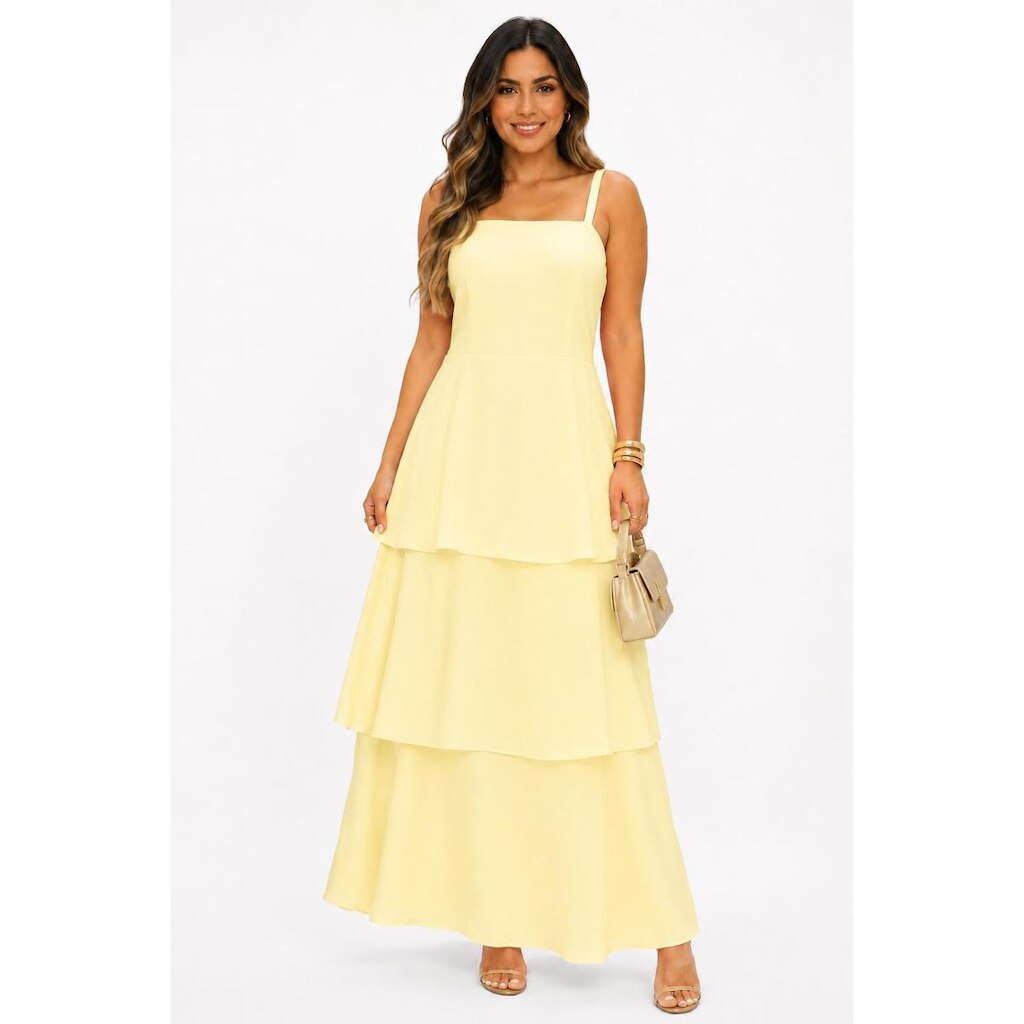 Vestido Alcinha Longo D Bell Outlet Três Marias Amarelo Claro