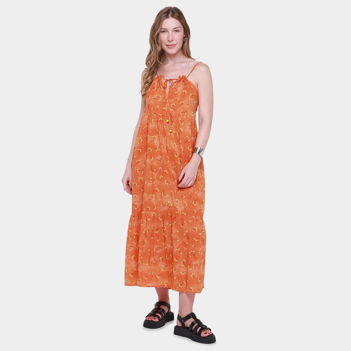 Vestido Animale Midi Liberty Amora Jeans - Estampado Menor preço em Vestido Animale Midi Liberty Amora Jeans - Estampado