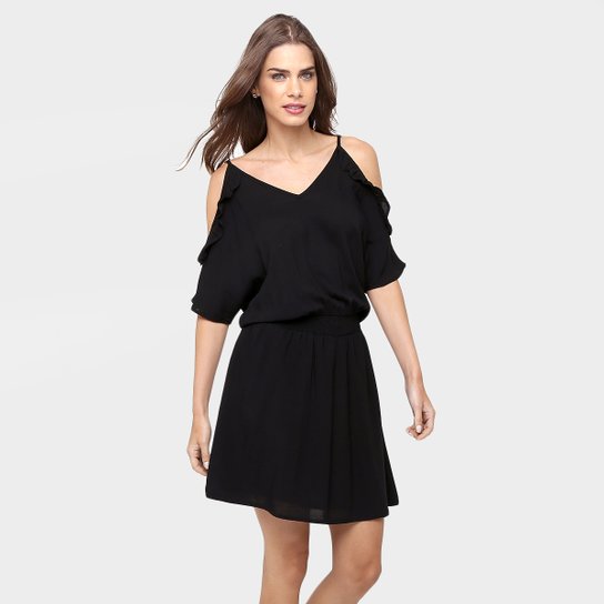 Vestido Art Livre Babados - Preto