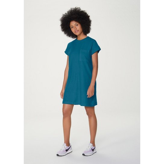 Vestido Básico Manga Curta Em Malha - 0B5DKQUEN3 - Azul