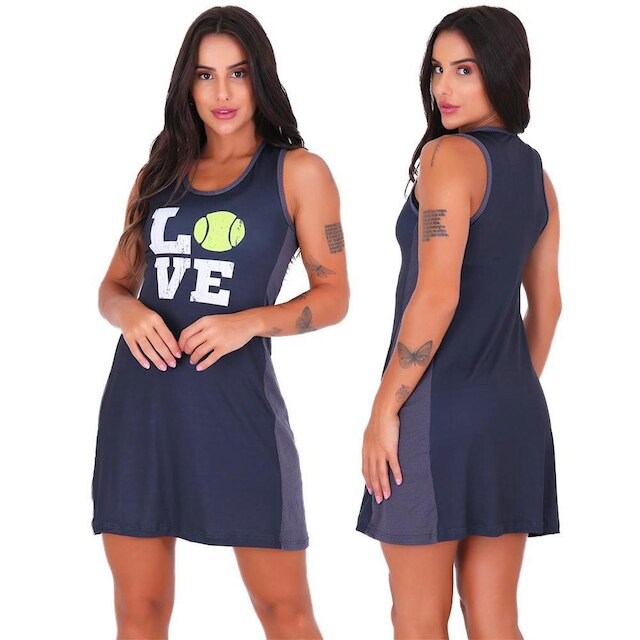 Vestido Beach Tennis Sublimado com Short Bolso Esportivo Praia