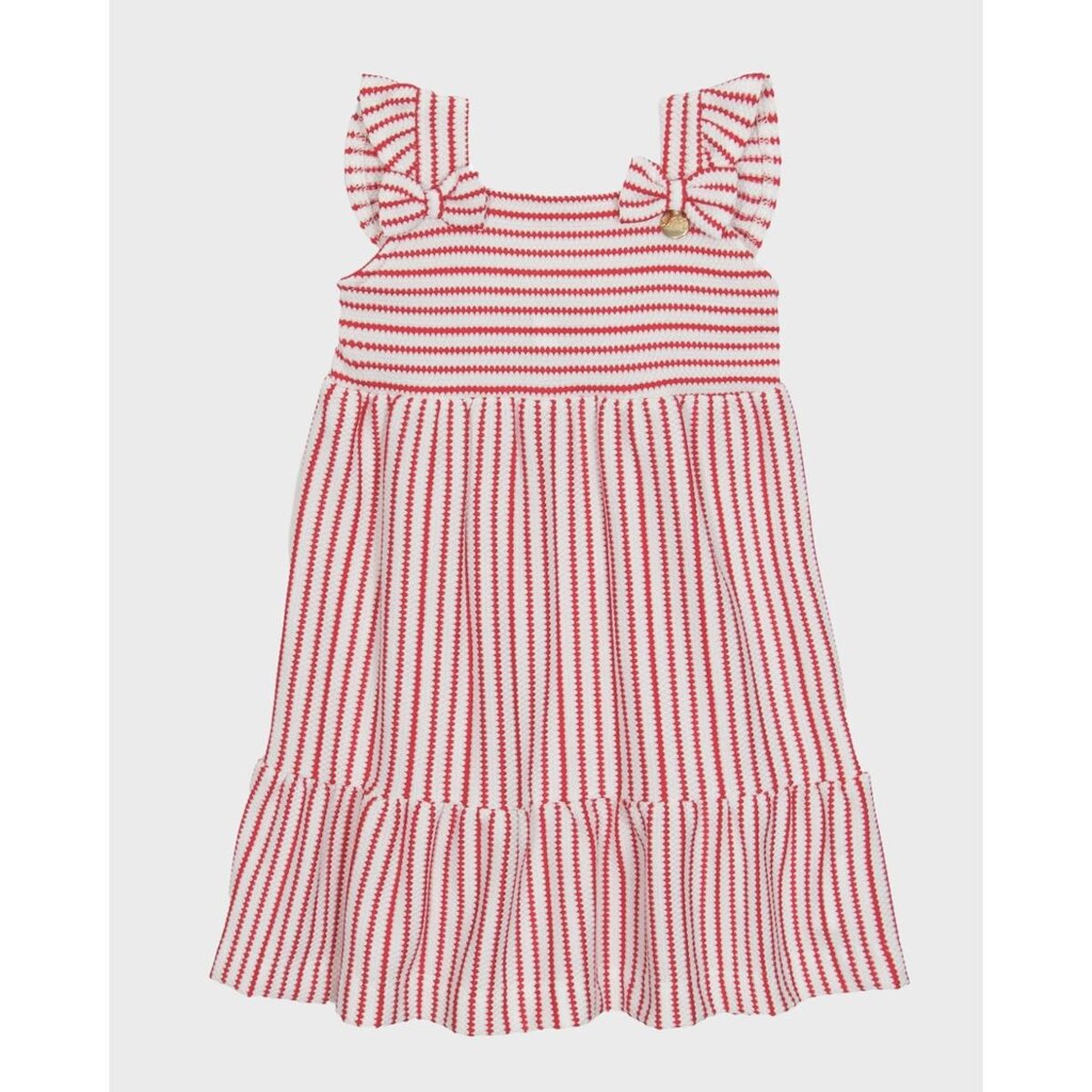 Vestido bebê Did Leco com lacinho de verão leve fresquinho - Vermelho e Amarelo - Bebê 3 a 18 meses