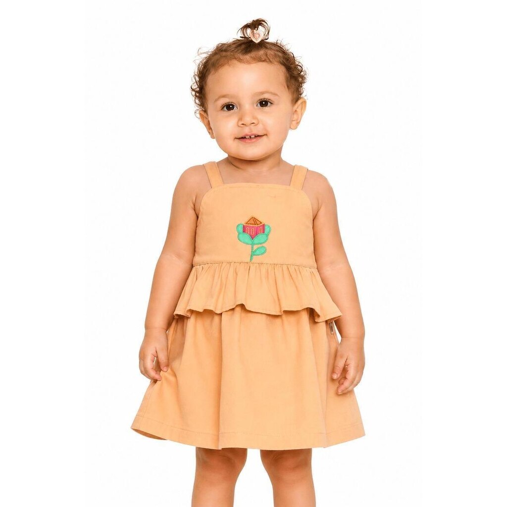 Vestido Bebê Menina Delícias de Verão Alphabeto Noz Moscada