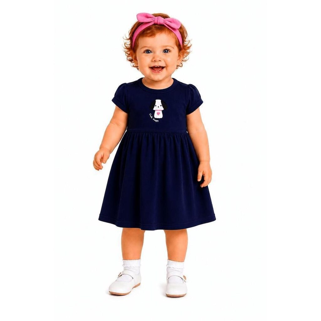 Vestido Bebê Passeando Alphabeto Marinho
