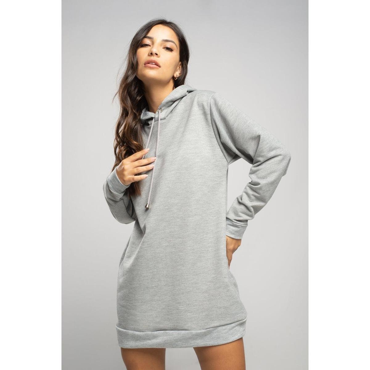 Vestido Blusão Curto Com Capuz Manga Longa Comprida Moletinho Moda Feminina Inverno - Cinza é ruim? Vestido Blusão Curto Com Capuz Manga Longa Comprida Moletinho Moda Feminina Inverno - Cinza é boa?