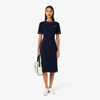 Vestido Camiseta Lacoste em malha com toque de acabamento Feminino