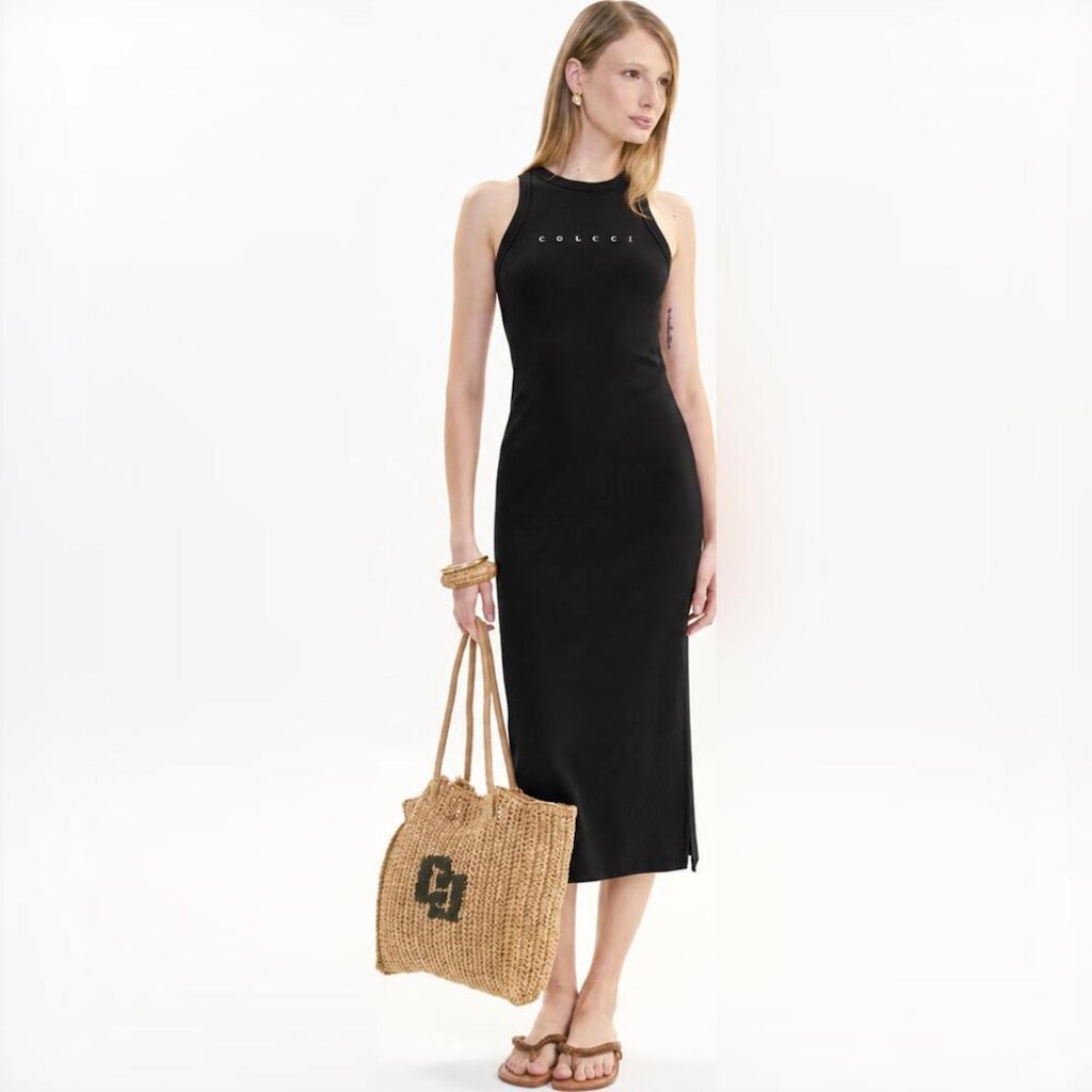 Vestido Canelado Colcci Midi Letter Feminino