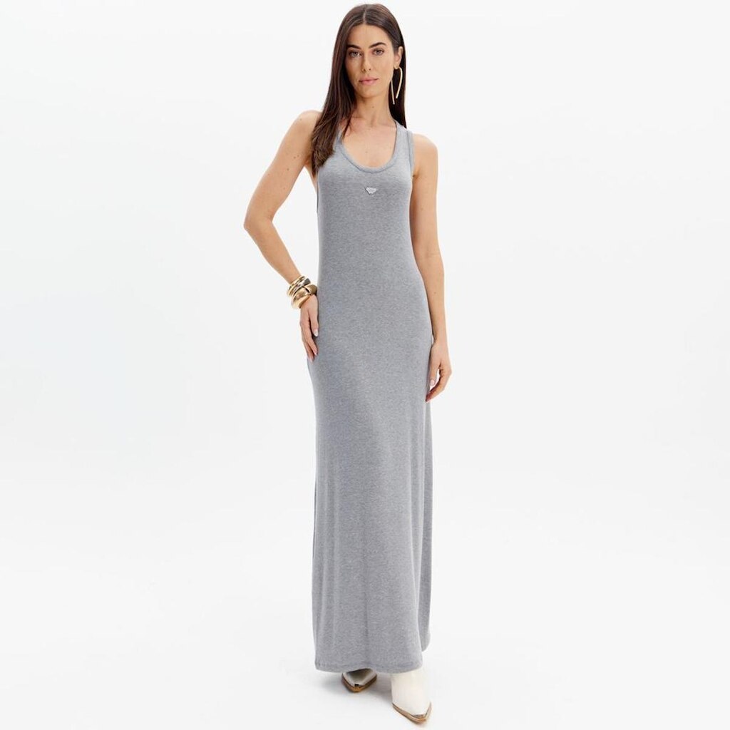 Vestido Canelado Lança Perfume Sem Manga Feminino
