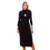Vestido Casual Canelado Midi Manga Longa Estilo - Preto