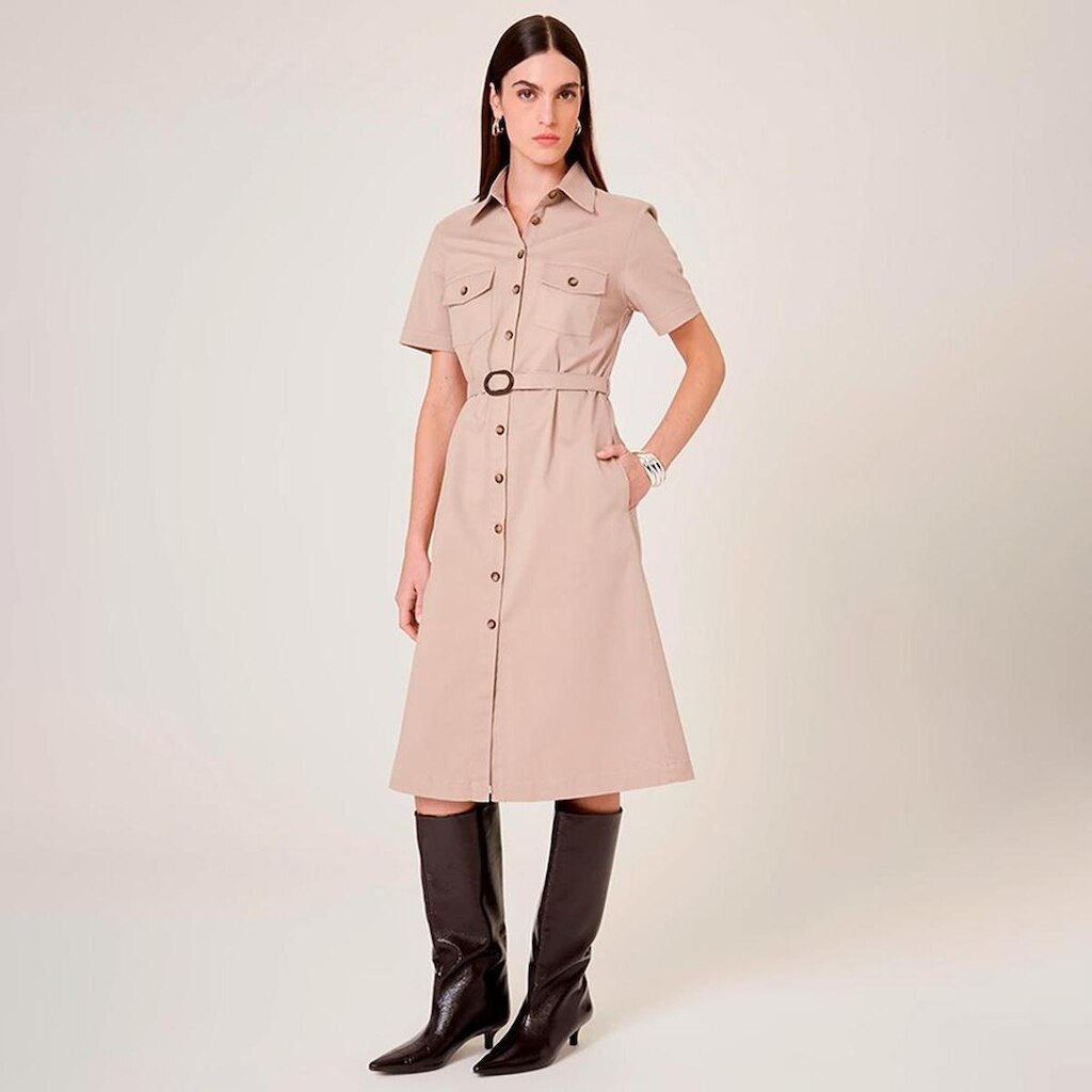 Vestido Chemise Dudalina Yva Sarja Soft Feminino