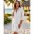 Vestido Chemise Feminino Branco Saída de Praia Manga Longa Verão Botões Moda Praia Premium - Branco