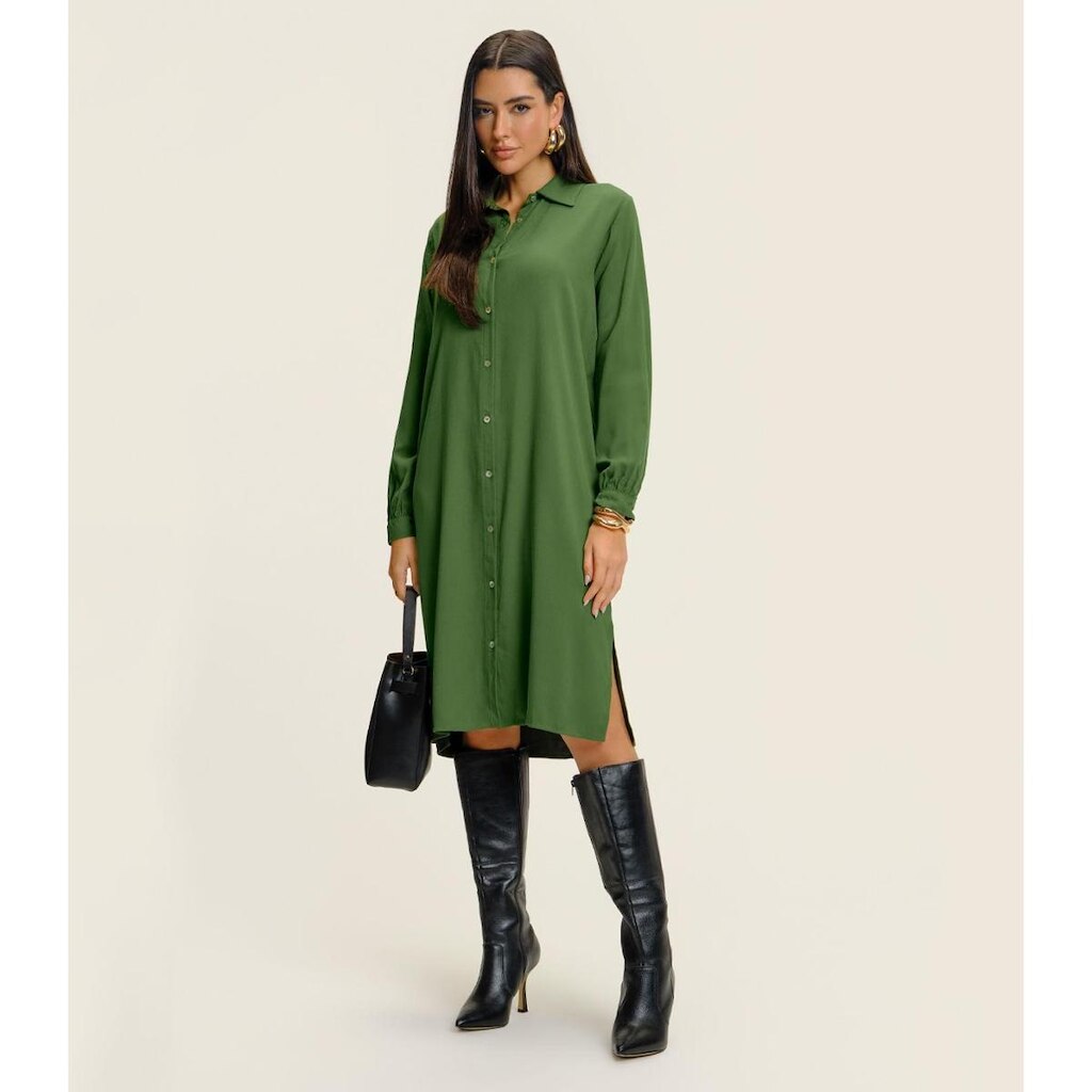 Vestido Chemise Feminino Liso Endless Verde