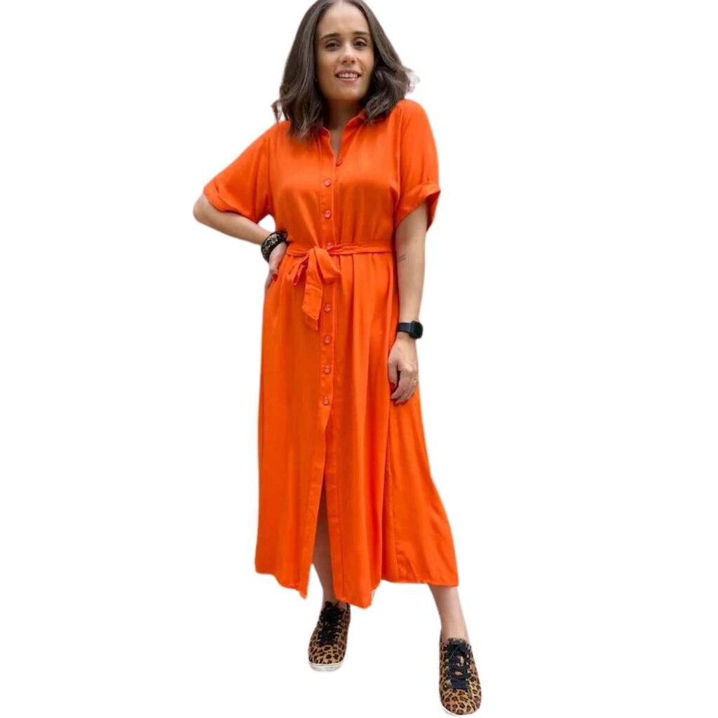 Vestido Chemise Longo Laranja
