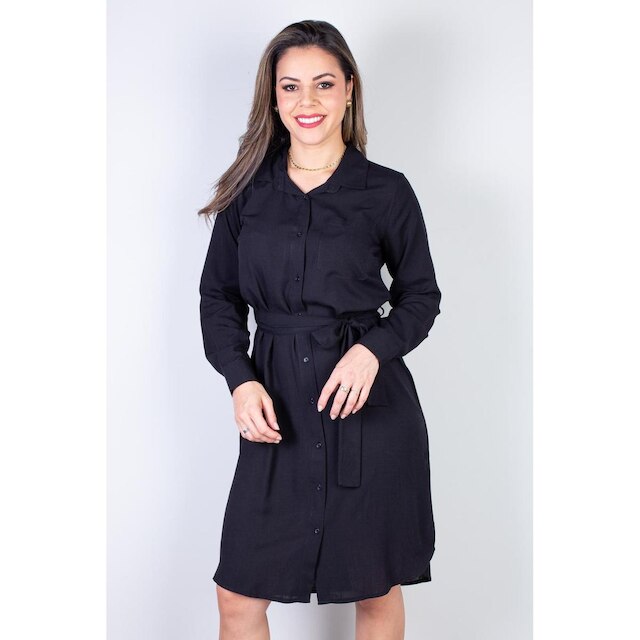 Vestido chemise manga longa 51313