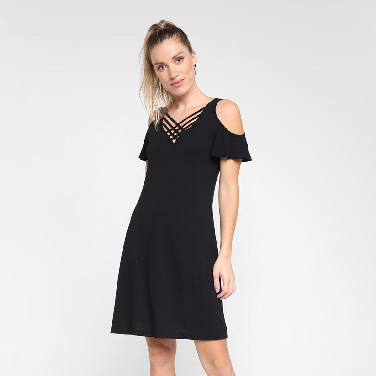 Vestido Ciganinha Feminino Tiras Conforto Casual Estilo Leve - Preto Menor preço em Vestido Ciganinha Feminino Tiras Conforto Casual Estilo Leve - Preto