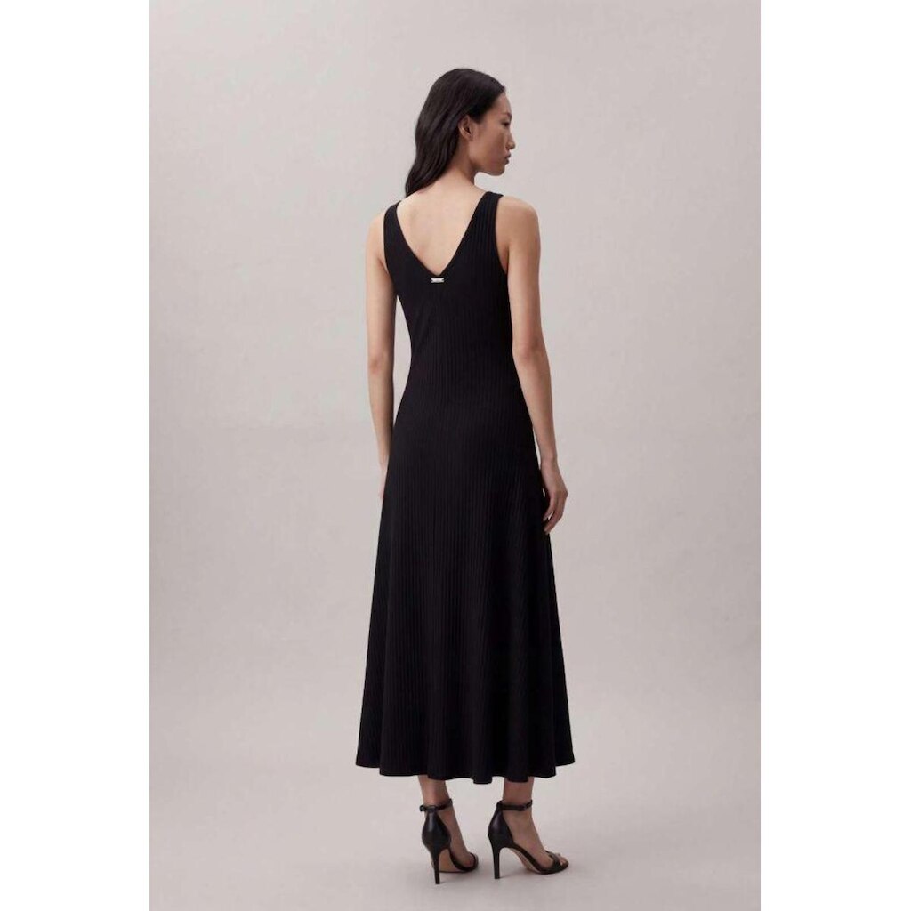 Vestido Ckj Fem Canelado Largo - Preto