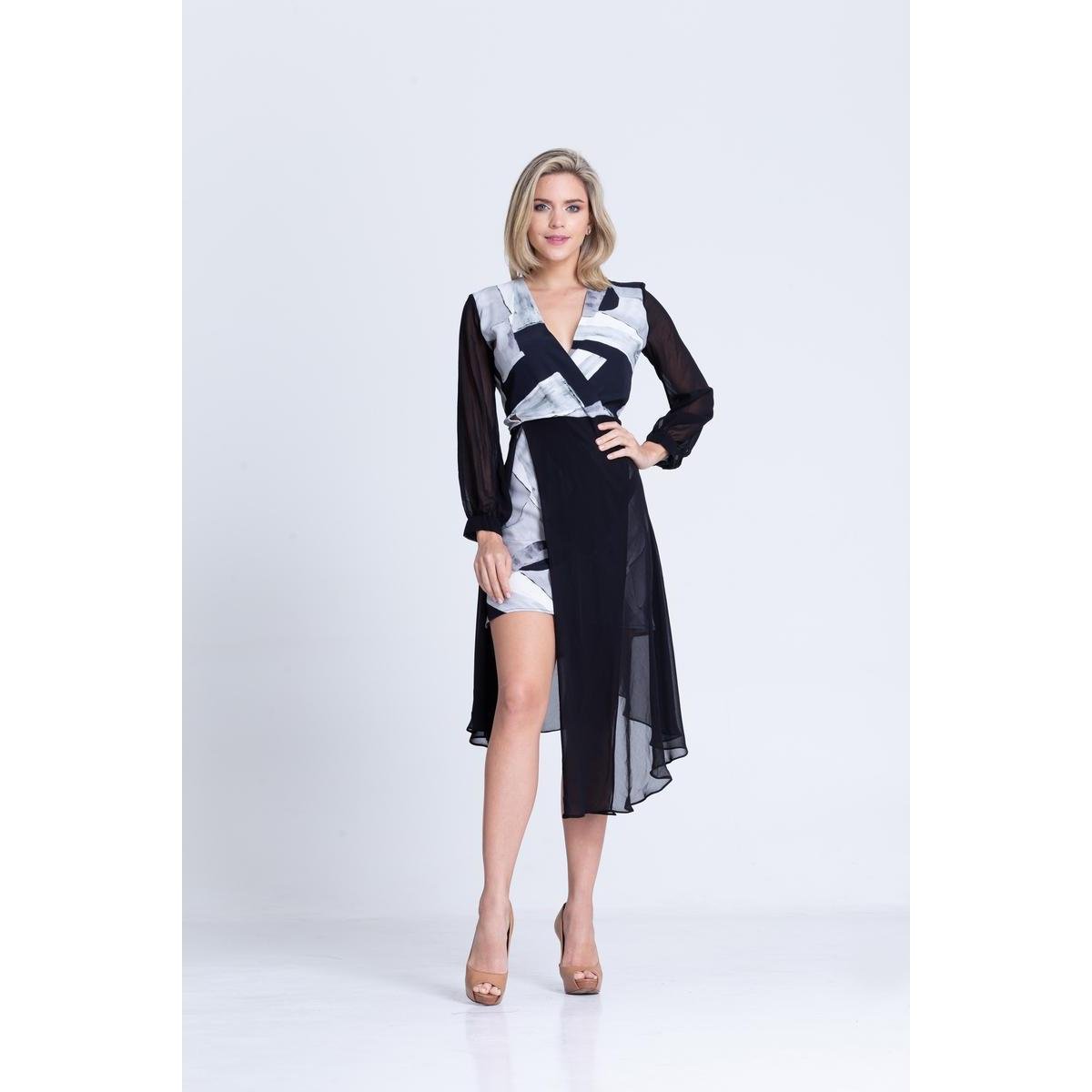 Vestido Clara Arruda Decote V 50398 - Estampado Menor preço em Vestido Clara Arruda Decote V 50398 - Estampado