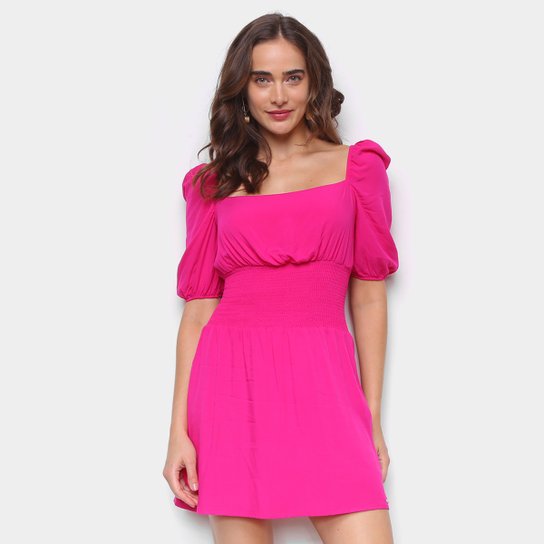 Vestido Colcci Curto Mangas Bufantes - Rosa