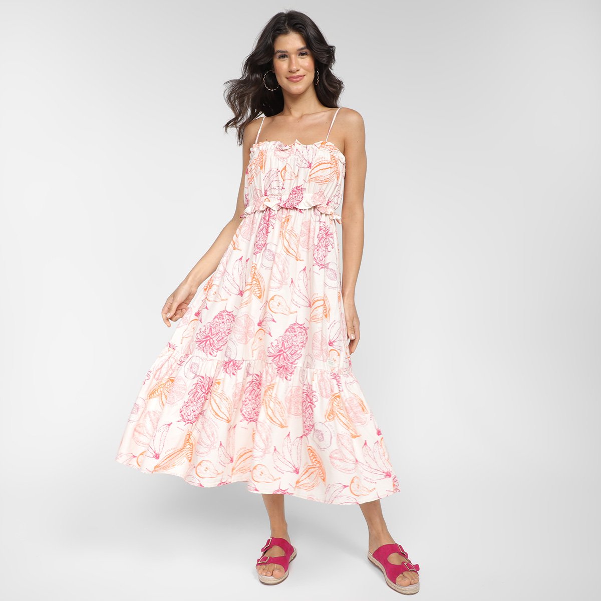 Vestido Colcci Evasê Midi Estampado - Estampado Menor preço em Vestido Colcci Evasê Midi Estampado - Estampado