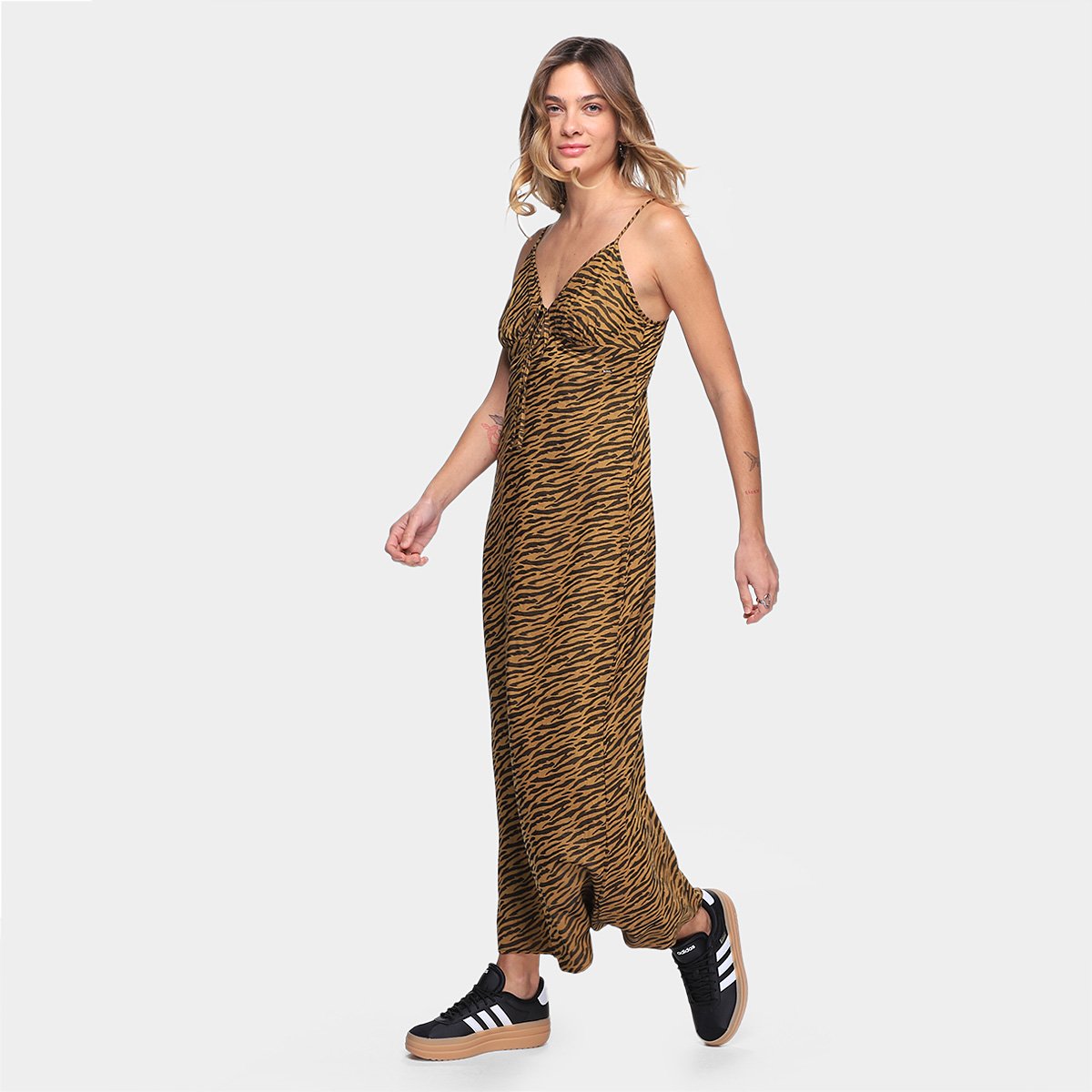 Vestido Colcci Longo Alças Jacquard - Onça Menor preço em Vestido Colcci Longo Alças Jacquard - Onça