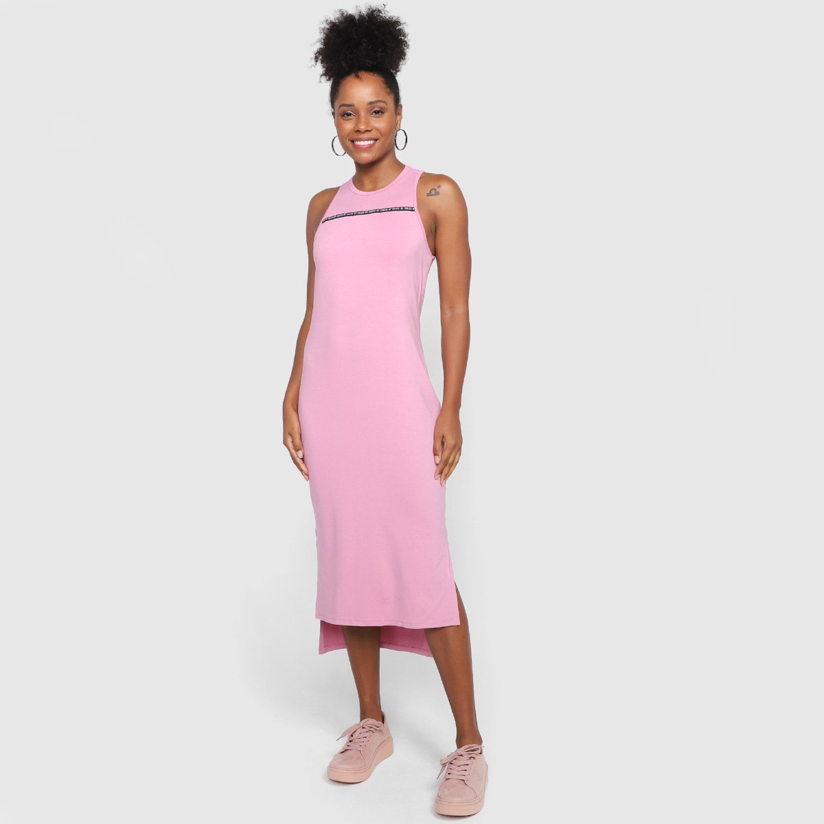Vestido Colcci Midi Liso - Rosa Menor preço em Vestido Colcci Midi Liso - Rosa