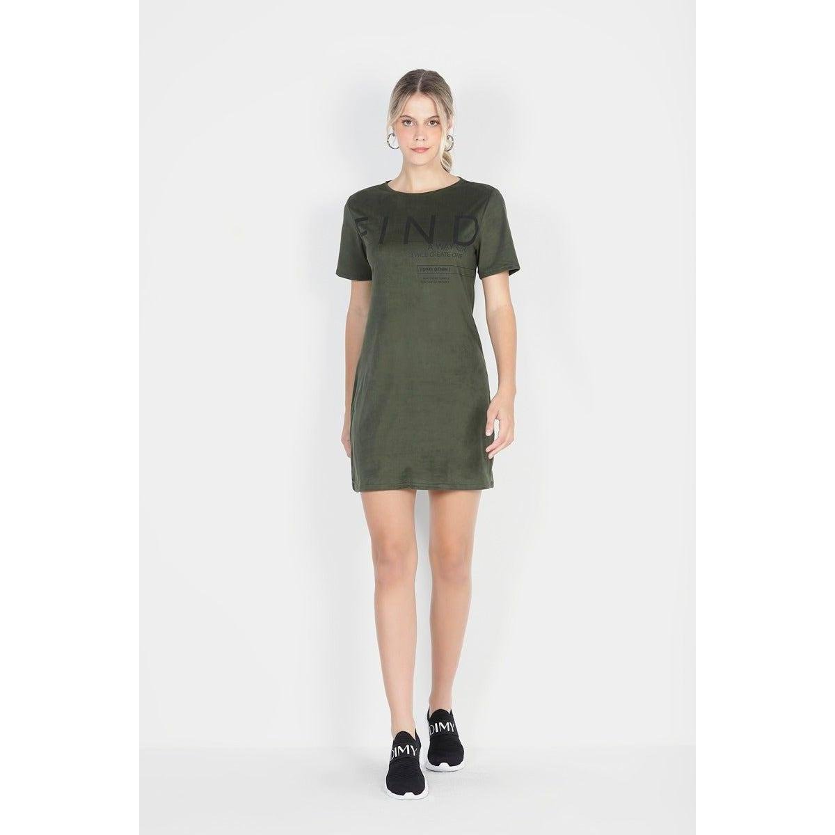 VESTIDO COMFY T-SHIRT DRESS - DIMY - Verde Menor preço em VESTIDO COMFY T-SHIRT DRESS - DIMY - Verde