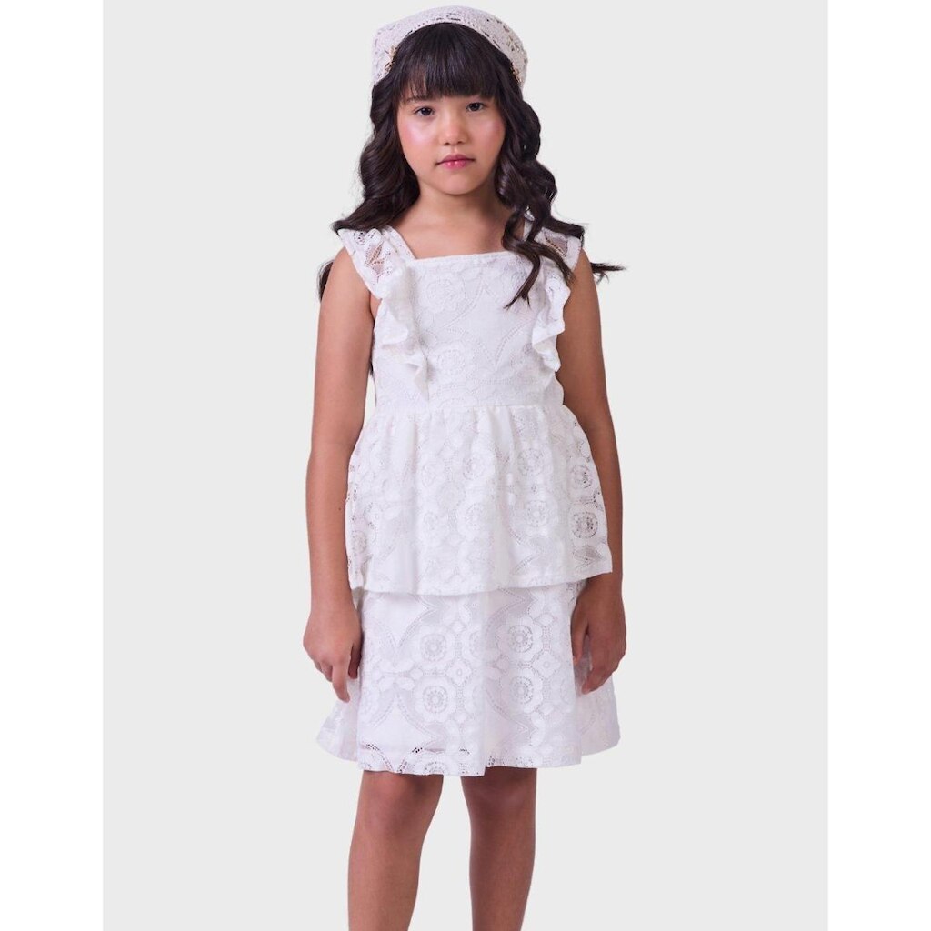 Vestido Conforto Em Babados Moda Luxo Verão Novidade Tecido Renda Detalhes Lindos Menina 1 a 14
