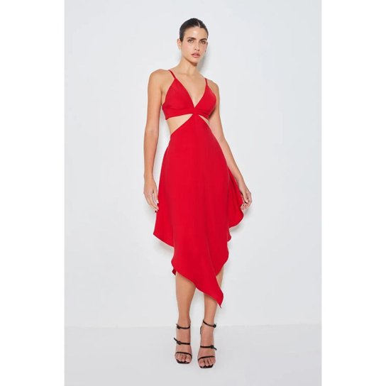 Vestido Curto Assimétrico de Alças Finas Zen Zattini