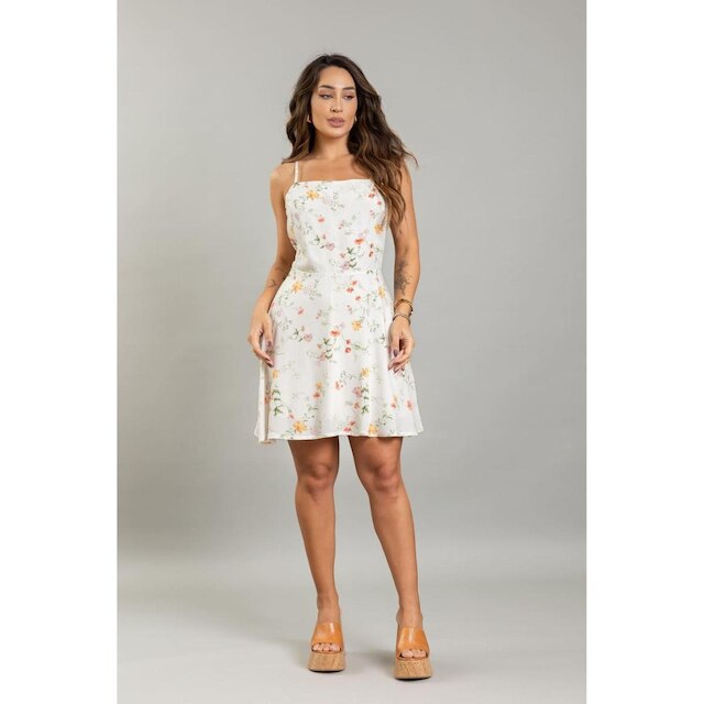 Vestido Curto Camponesa Com Zíper e Alça Feminina Dialogo