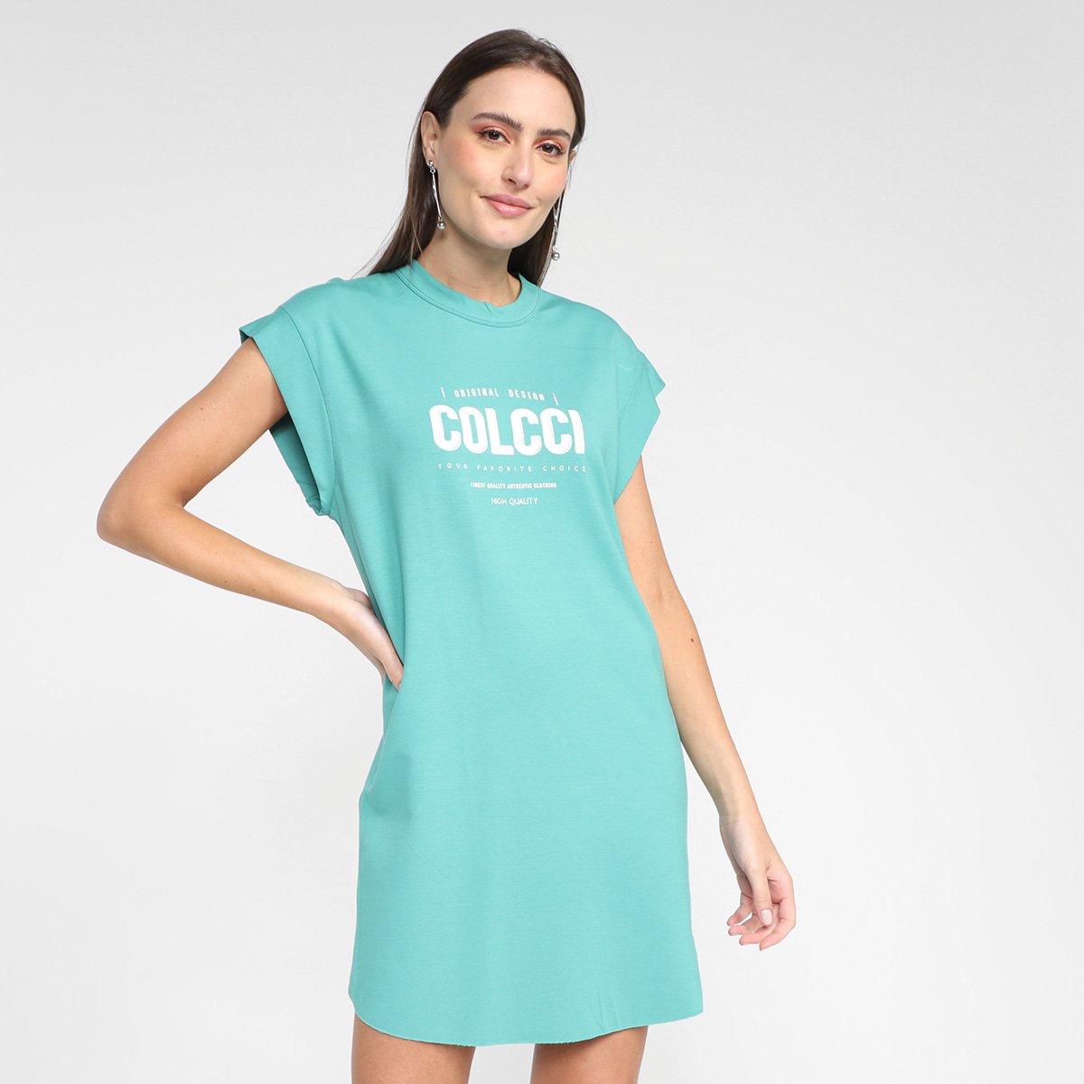 Vestido Curto Colcci Muscle Logo - Verde Menor preço em Vestido Curto Colcci Muscle Logo - Verde