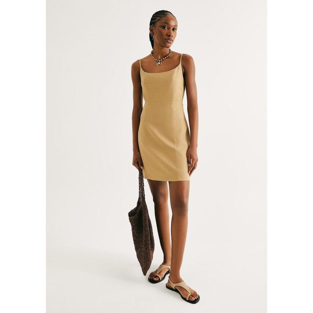 Vestido Curto Com Linho