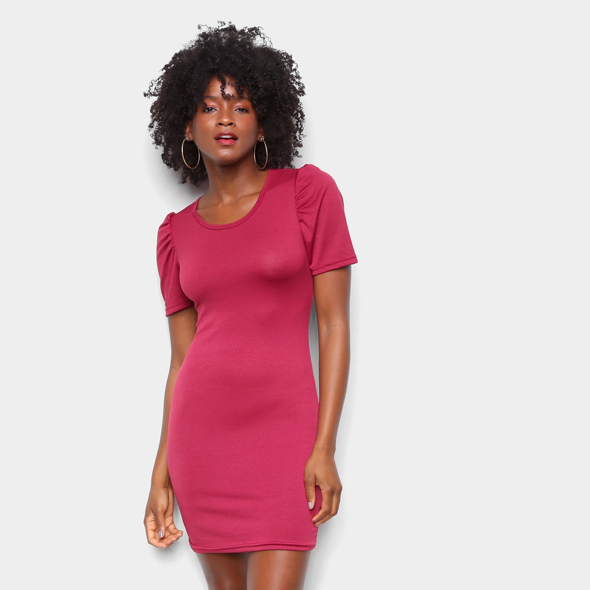 Vestido Curto Daiane Caroline Manga Curta - Vermelho Menor preço em Vestido Curto Daiane Caroline Manga Curta - Vermelho