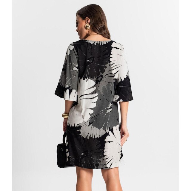 Vestido Curto Estampado Endless Cinza