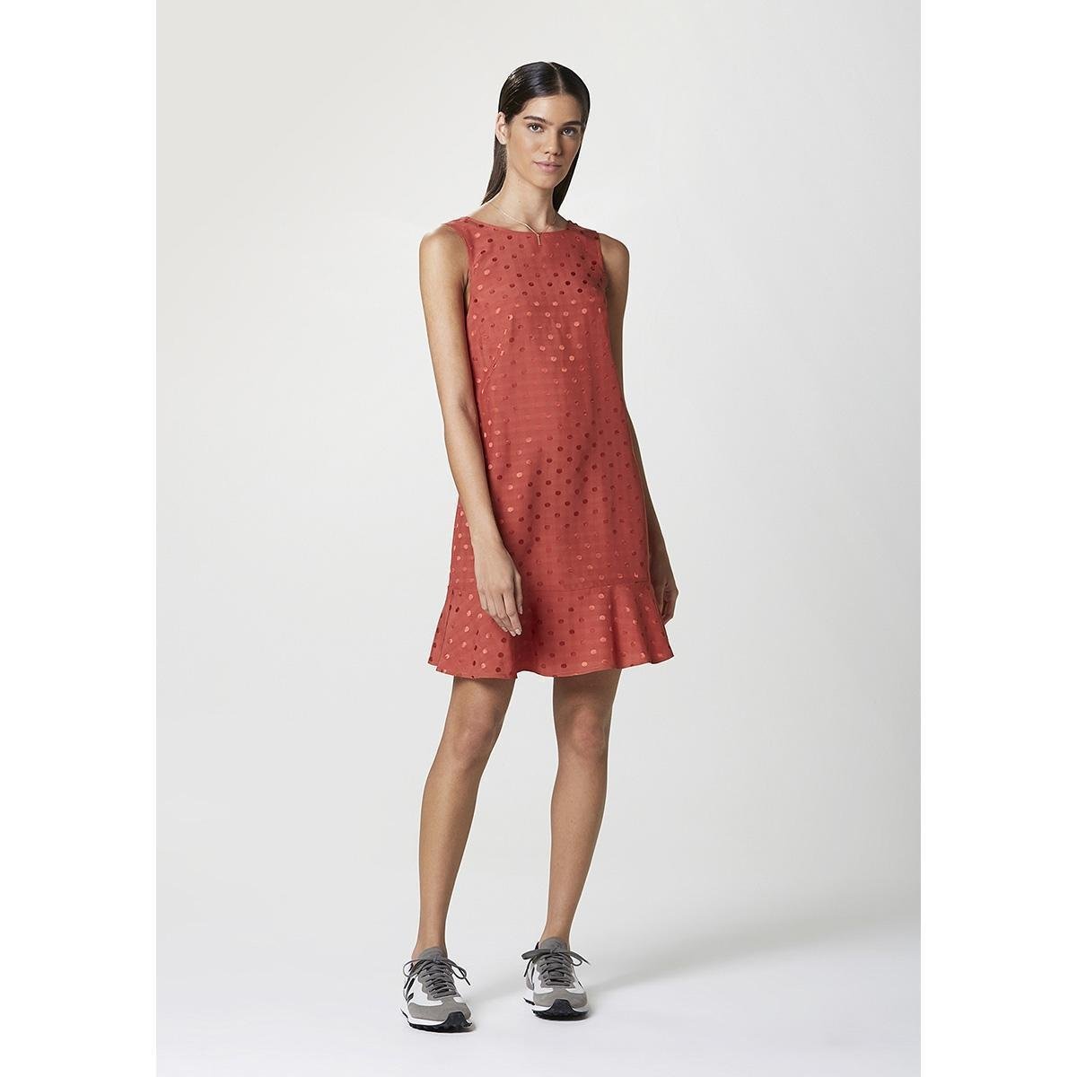 Vestido Curto Evasê Em Viscose Jacquard Feminino - Laranja Menor preço em Vestido Curto Evasê Em Viscose Jacquard Feminino - Laranja