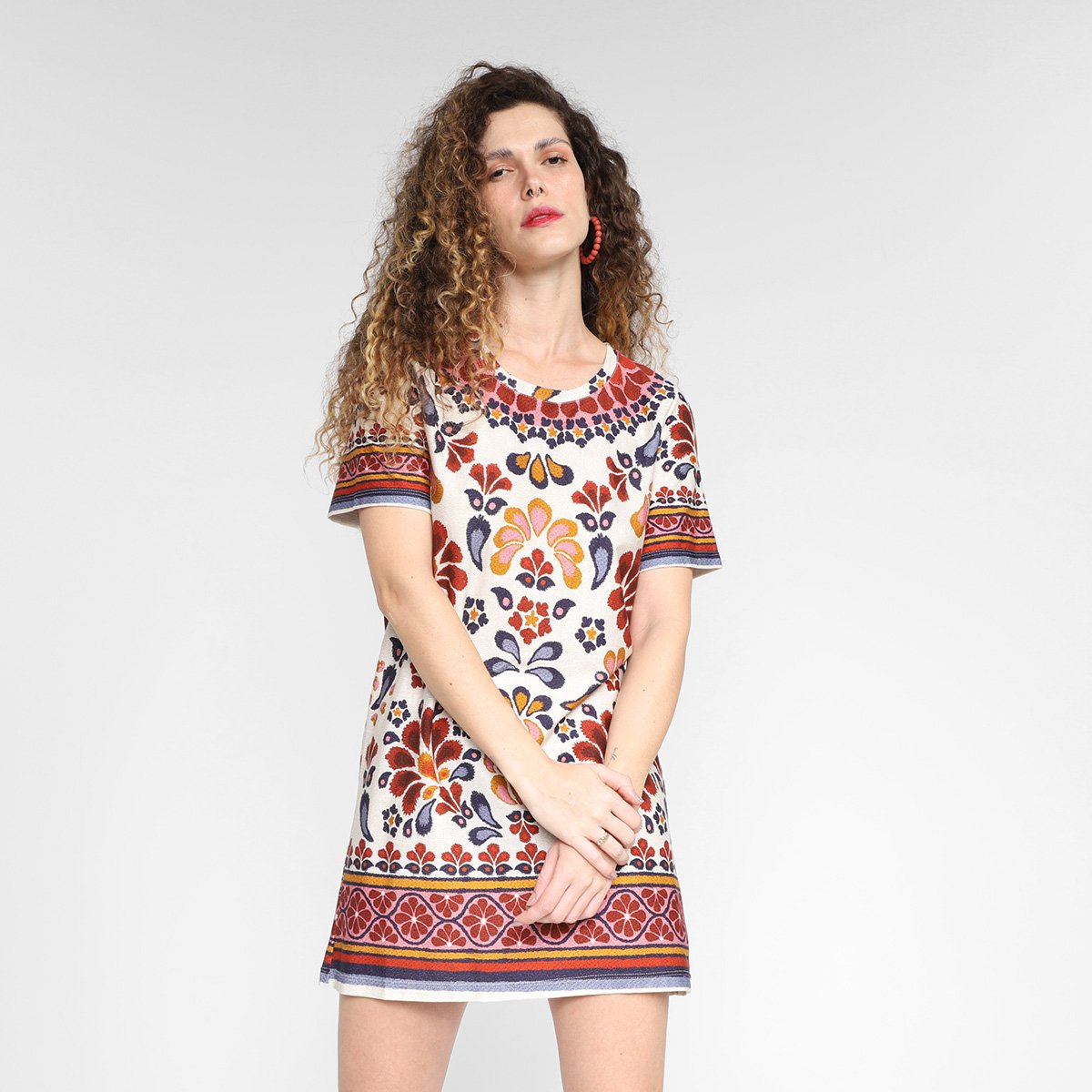 Vestido Curto Farm Abacaxi - Estampado Menor preço em Vestido Curto Farm Abacaxi - Estampado