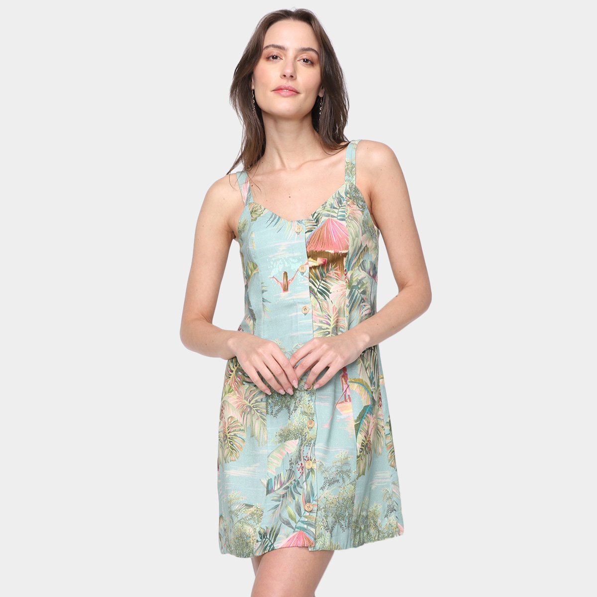 Vestido Curto Farm Água Doce Feminino - Azul Menor preço em Vestido Curto Farm Água Doce Feminino - Azul