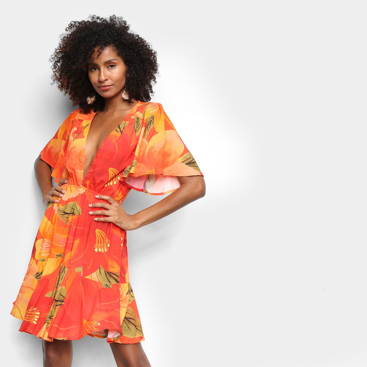 Vestido Curto Farm Chita Da Manha Feminino - Vermelho Menor preço em Vestido Curto Farm Chita Da Manha Feminino - Vermelho