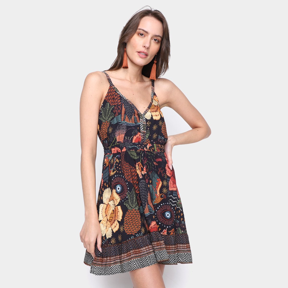 Vestido Curto Farm Conto Das Águas - Marinho Menor preço em Vestido Curto Farm Conto Das Águas - Marinho