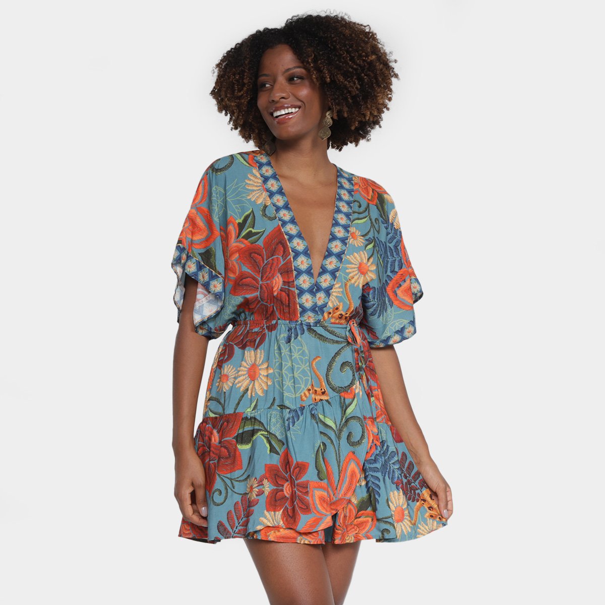 Vestido Curto Farm Encanto de Abacaxi - Estampado Menor preço em Vestido Curto Farm Encanto de Abacaxi - Estampado