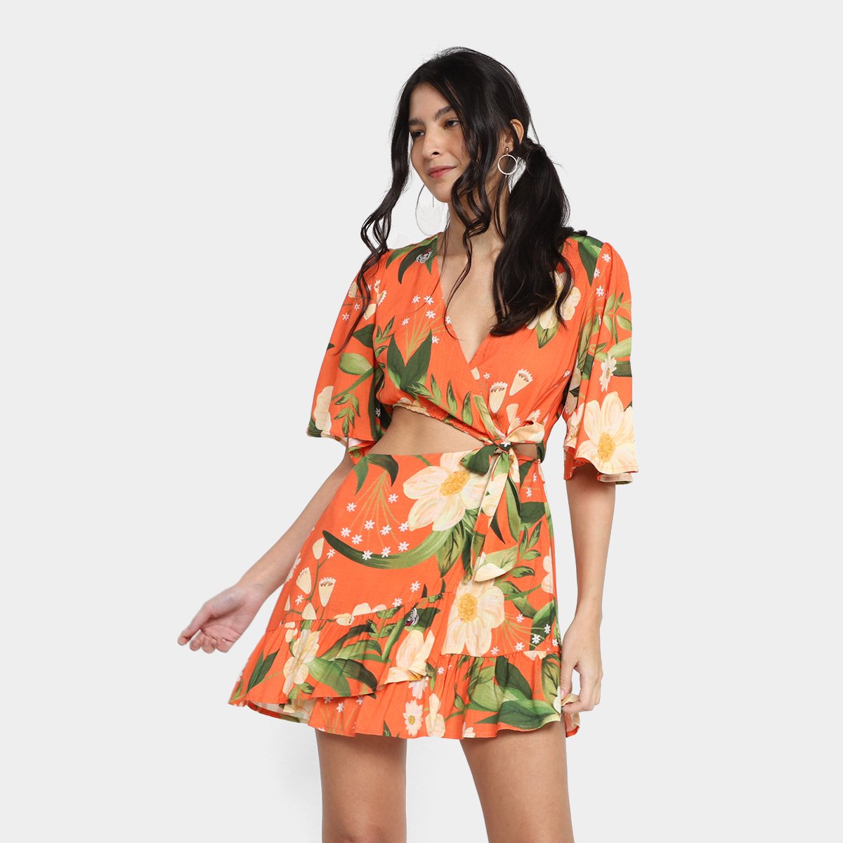 Vestido Curto Farm Floral Bem Me Quer Feminino - Estampado Menor preço em Vestido Curto Farm Floral Bem Me Quer Feminino - Estampado