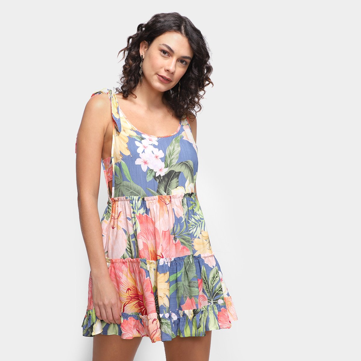 Vestido Curto Farm Maxi Filipinas - Azul Menor preço em Vestido Curto Farm Maxi Filipinas - Azul