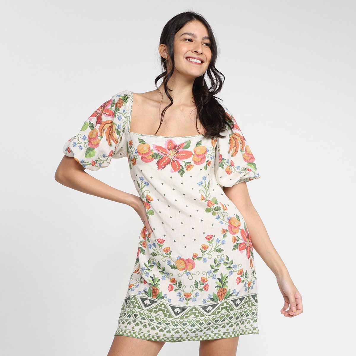 Vestido Curto Farm Vitamina De Banana Feminino - Estampado Menor preço em Vestido Curto Farm Vitamina De Banana Feminino - Estampado