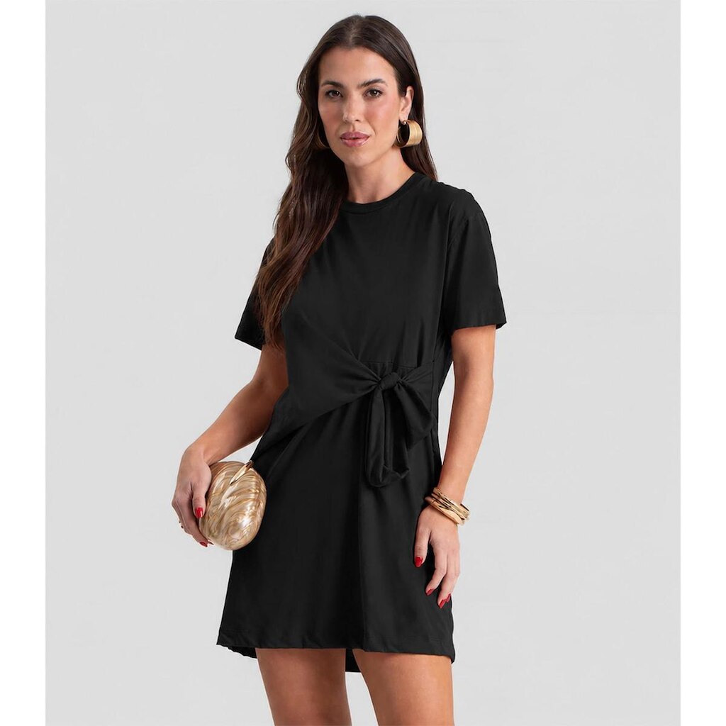 Vestido Curto Feminino E Amarração Lateral Dianna Preto